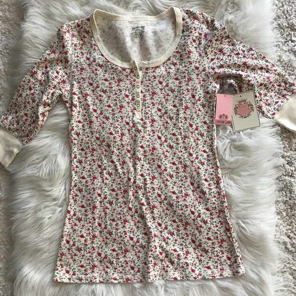 🦋 NWT JUICY COUTURE PINK FLORAL THERMAL TOP SM - Picture 5 of 7